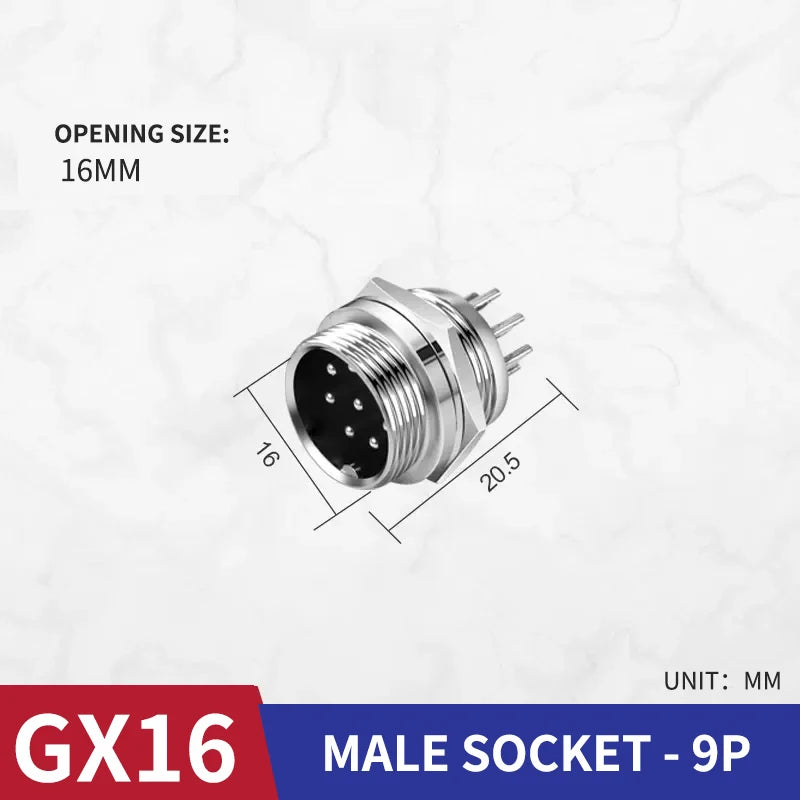 10 Pcs GX16 Male And Female Aviation Plug Socket Connector GX16-2/3/4/5/6/7/8/9/10 PIN Cable Aviation Plug Connector Rear Nut