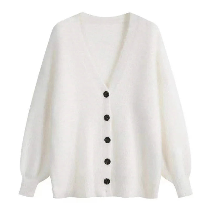 Imitation Mink Fleece Sweater Top New Autumn Winter Lazy Wind Loose Casual Knitted Cardigan Jacket Women's Thick Warm Coat