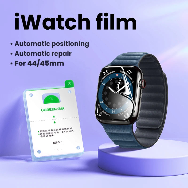 UGREEN 2PCS Screen Protector For Apple Watch 9 8 7 6 SE SE2 5 4 Soft Hydrogel 45 44 41 40mm Full-coverage Protective Film