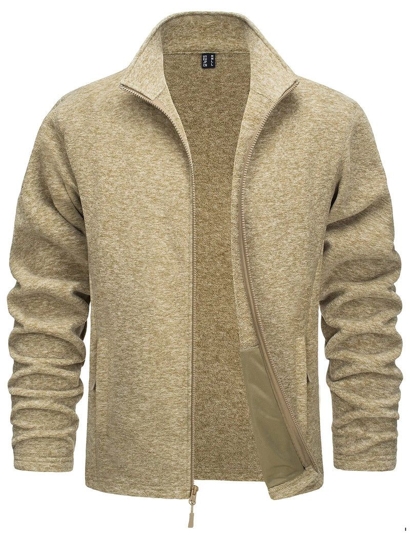 TACVASEN Lightweight Full Zip Fleece Jackets Mens Spring Casual Jacket Outdoor Sportswear With Pockets Stand Collar Outwear Tops
