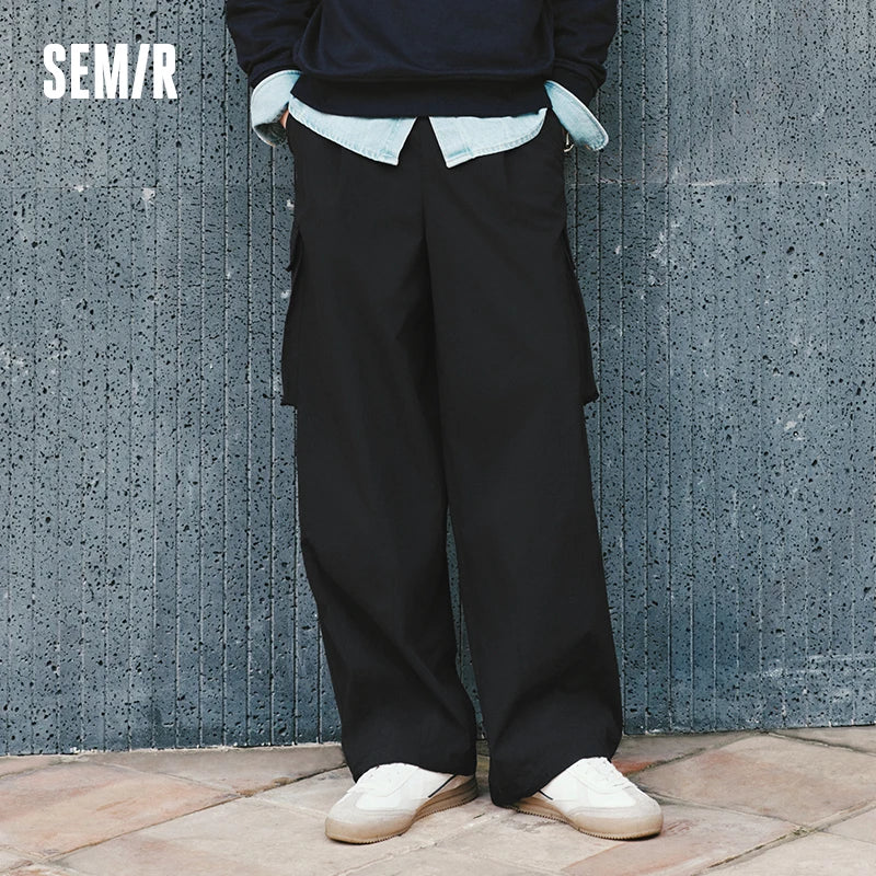 Semir Men Casual Pants 2026 Spring New Waterproof Balloon Silhouette Cargo Wide Leg Elastic Waist Loose Tops