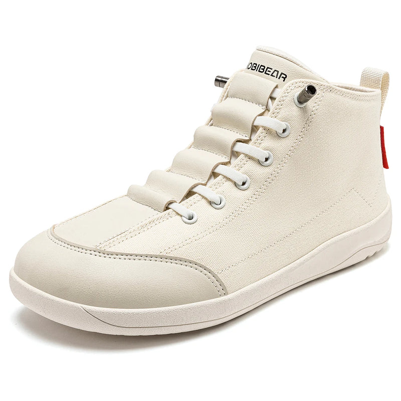 HOBIBEAR Mid-Top Canvas Boots Unisex Barefoot Wide Width Minimalist Shoes Zero-Drop Trail Running Sneakers