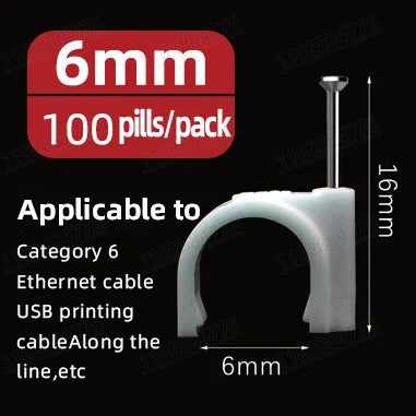 100pcs 6mm Round Steel Nail Cable Wire Wall Hanging Screw Clips Cable Clip For RG59 RG6 White High Quality Low Price Favorable