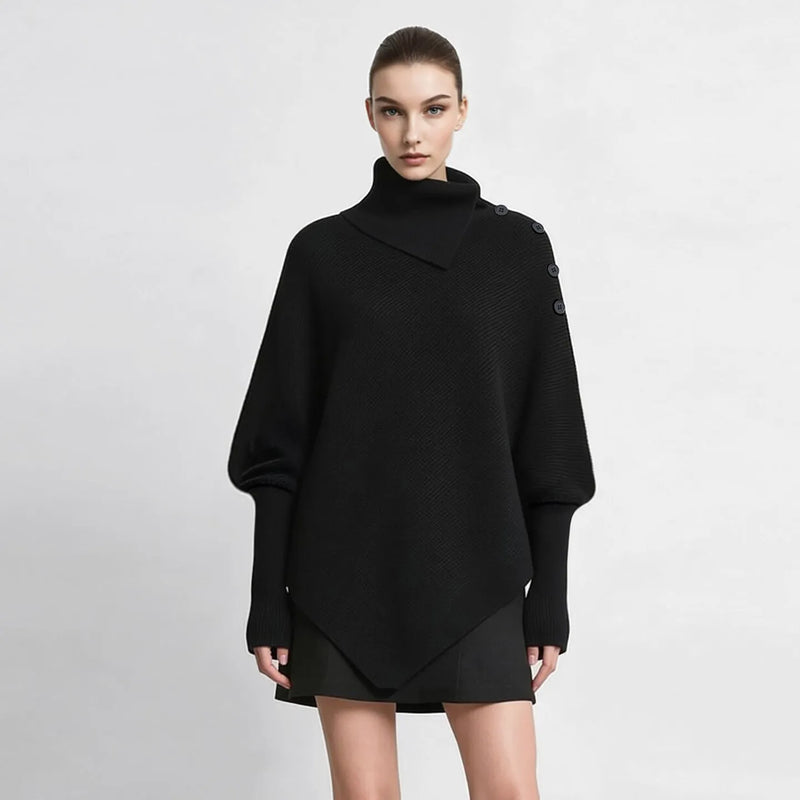 អាវយឺតក Turtleneck ដៃអាវ Batwing អាវមិនស្មើគ្នាសម្រាប់នារី រលុង សមល្មម អាវយឺតរដូវរងាសម្រាប់នារីធ្វើដំណើរទៅធ្វើការ 12644072