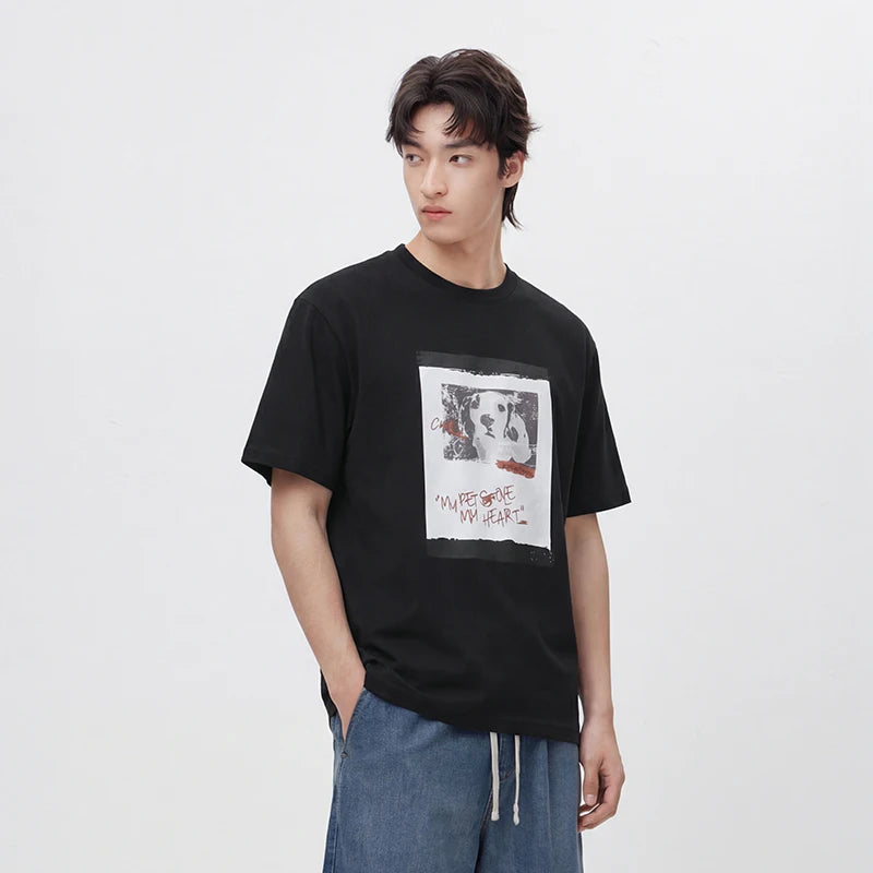Semir Mens Tshirt 2026 Vintage Cute Animal Printed Knitted Loose Couple Style Casual Soft