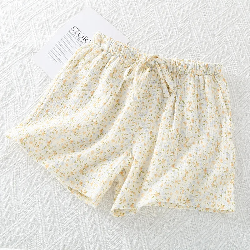 INS Fresh Pure Cotton Summer Pajamas Pants New Printed Sleepwear Pyjamas Women Home Wear Night Shorts Pantalon De Pijama