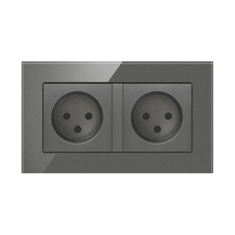 Israel Standard Black Square Tempered Glass 16A Power Wall Socket, 220V IL Plug Adapter Electric Outlet 86mm*86mm