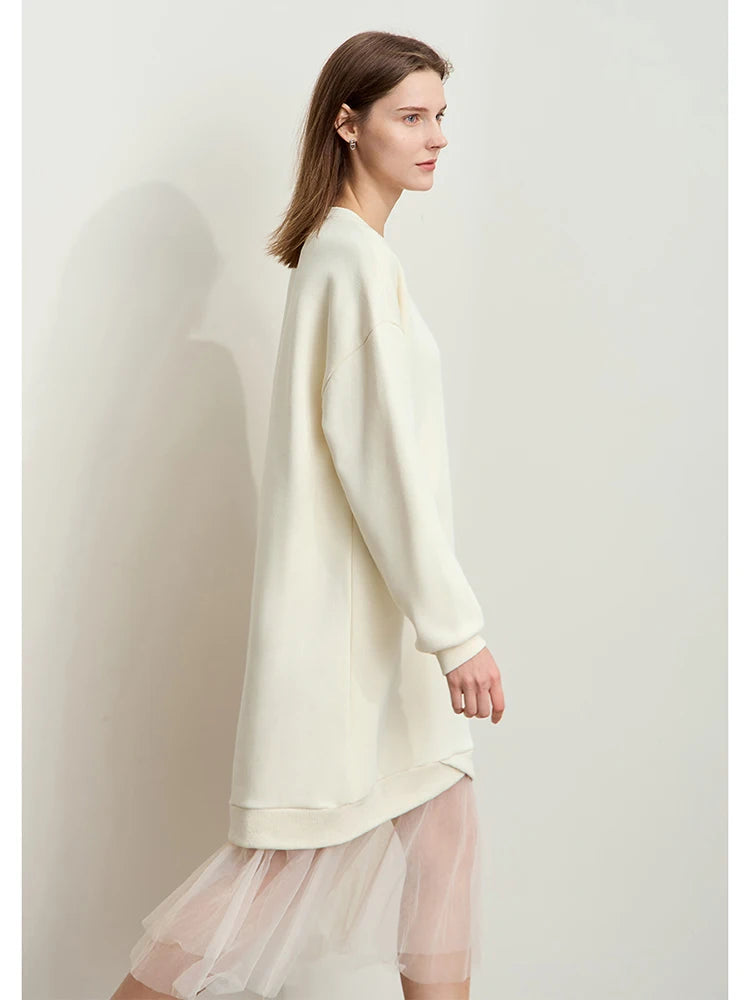 រ៉ូប AMII Minimalist Womens រដូវរងាឆ្នាំ ២០២៥ កមូលថ្មី ដៃវែង សម្លៀកបំពាក់នារី រ៉ូប Midi រលុងធម្មតា ១២៤៤៤១២០