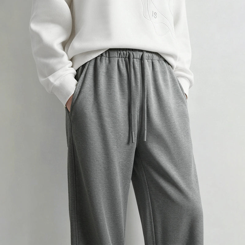 Amii Women's Wide Leg Pants 2026 Autumn New Drawstring Elastic Waist Casual Pants Air Layer Fabric Basic Loose Trousers 12623075