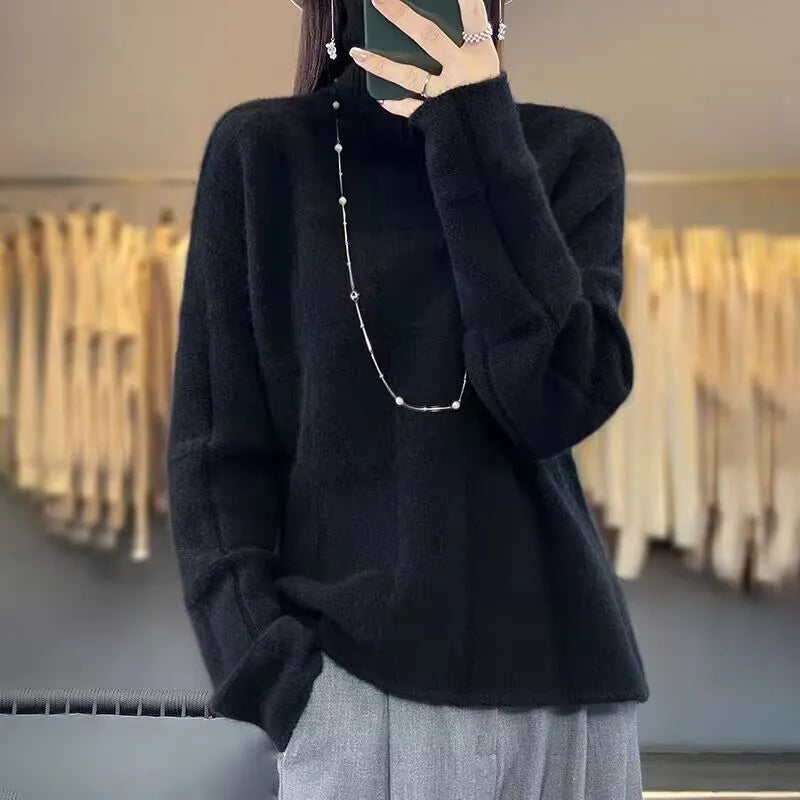Elegant Ladies Jumper New Turtleneck Warm Knitwear Long Sleeve Tops Female Basic Wear Pullovers Autumn Winter Women's Sweater