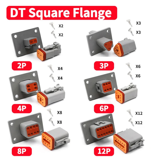 ឧបករណ៍ភ្ជាប់ការពារទឹក DT DTM DTP DTF ចំនួន 20 ឈុត សម្រាប់រថយន្ត ឡានដឹកទំនិញ (DTM04-2/3/4/6/8/12)