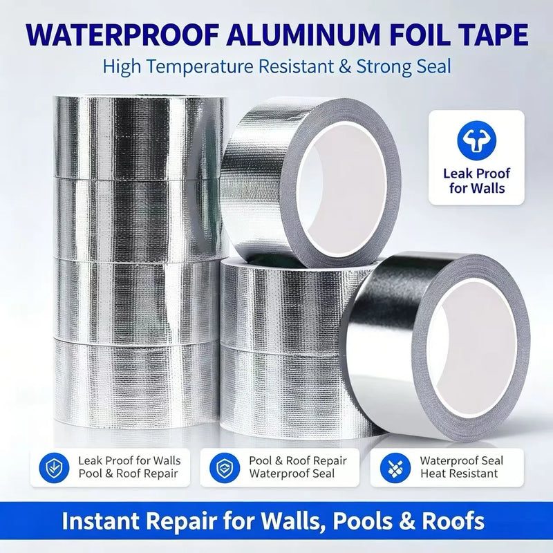 High Quality Waterproof Aluminum Foil Tape, Resistant to High Temperatures, Suitable for Sealing and Repairing Cracks in Walls