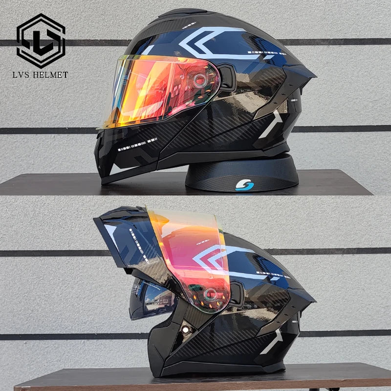 2025 latest motorcycle helmet modular flip helmet casque moto semi full duplex helmet suitable for both men and women LVS-909
