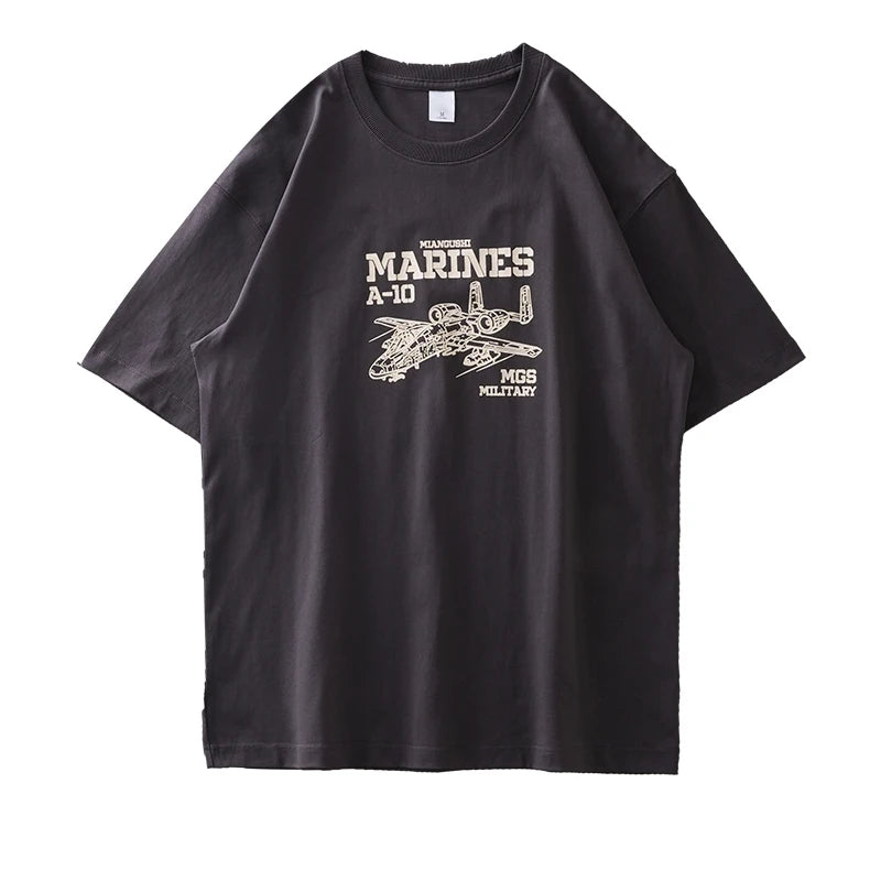 DUKEEN 320G Heavyweight Graphic T Shirts for Men Summer Oversized Pure Cotton Fighter Printed Crew Neck Tops Men's Clothing