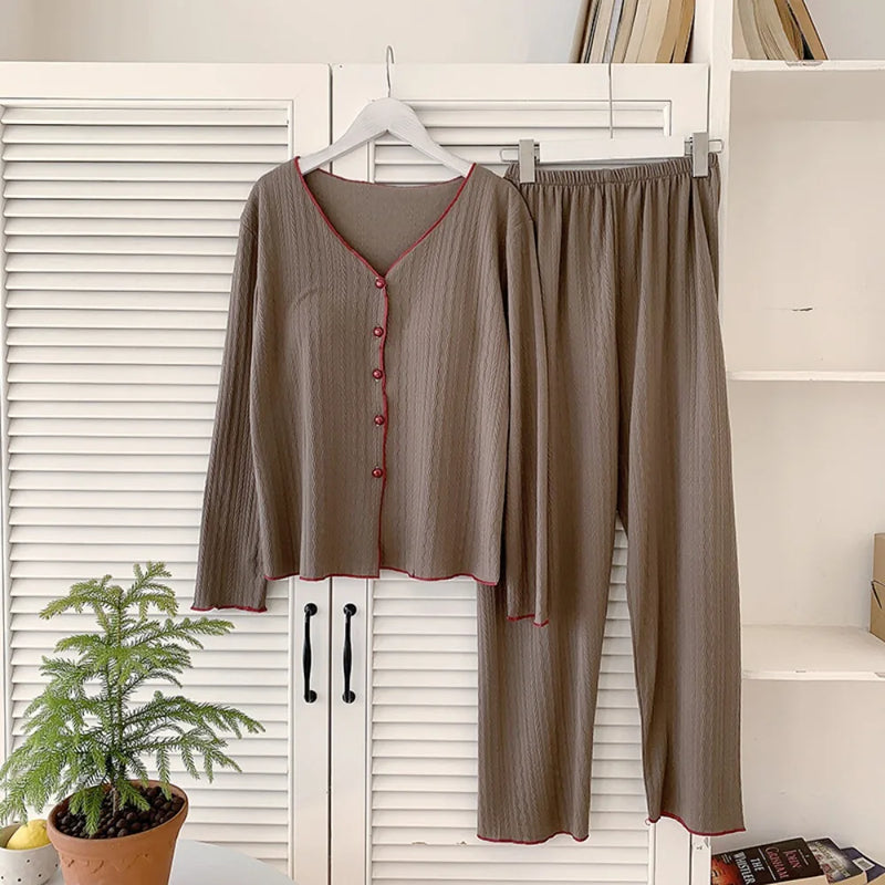 Spring and Autumn Women's Loungewear Chest Pads Home Wear Pajamas for Woman Nightwear Pyjama Set Lounge Wear Pijama Sleepwear