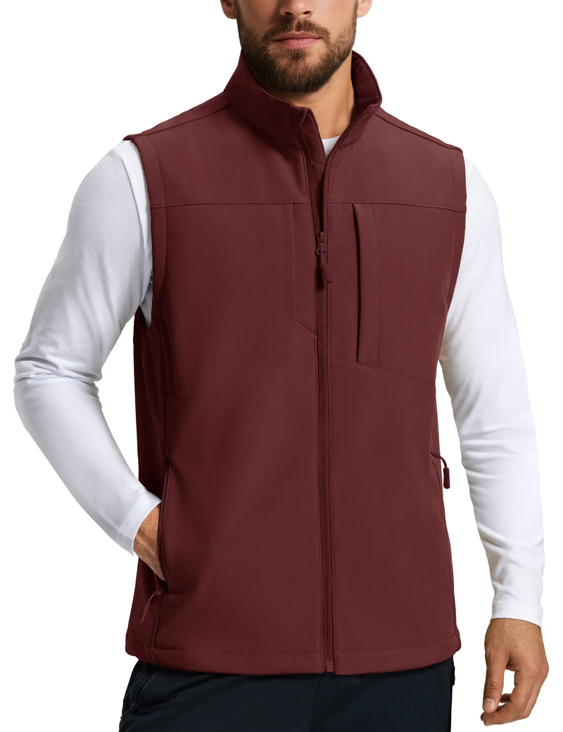 TACVASEN Men's Running Vest Outerwear Lightweight Windproof Fleece Lined Softshell Sleeveless Jacket for Casual Golf Work Hiking