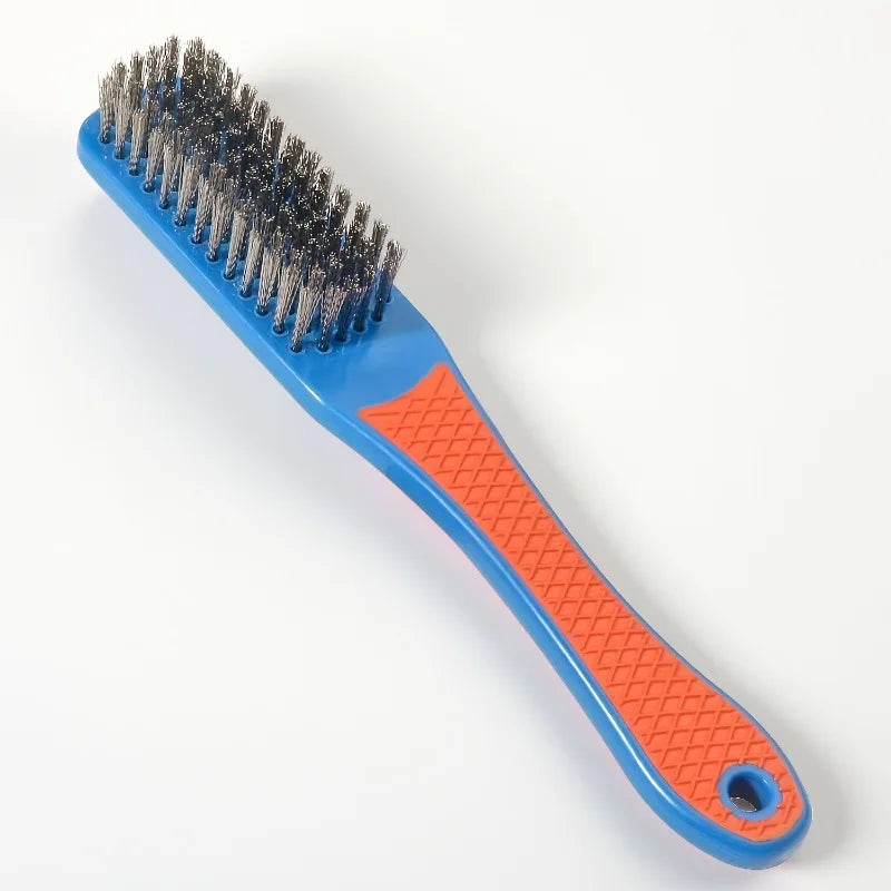 1pc Handheld Wire Brush Plastic Handle Metal Rust Remover Tool For Dirt Residue Deep Cleaning Scrubbing, Cleaning Brush