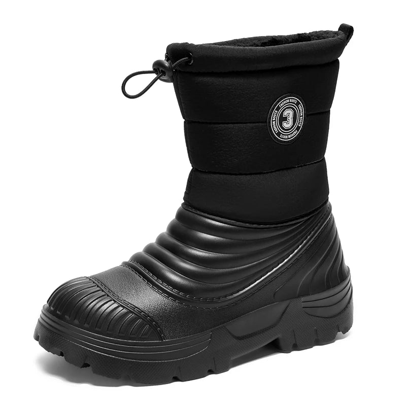 Men's Snow Boots Winter Warm Plush Casual Boots Soft Sole Anti-Slip Plus Size Outdoor Boots Fashion Youth Comfort High-Top Boots