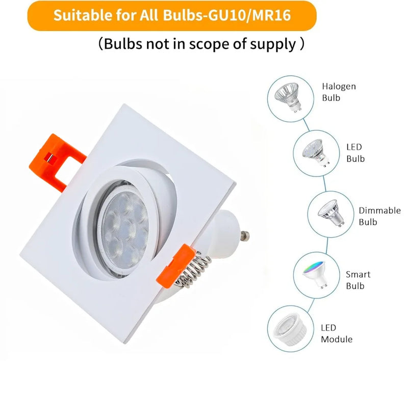 ស៊ុមតុបតែងភ្លើង LED រាងការ៉េ JOYINLED 1/10PCS GU5.3 MR16 GU10 ចង្កៀងពិដានសម្រាប់បំភ្លឺ មានរន្ធដោត