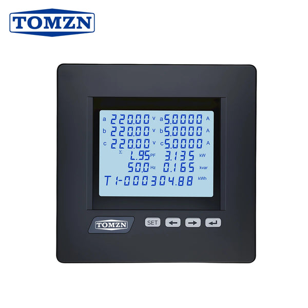 TOMZN RS485 Multifunction Meter, 3-Phase 4-Wire, Current,  with Phase/Line Voltage,Active/Reactive Power Monitoring