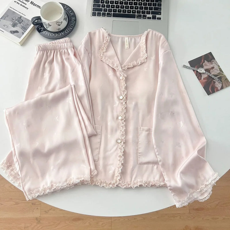 New Spring Autumn Pajama Sets For Women Soft 2 Piece Pyjamas Homewear Long Sleeve Sleepwear For Sleeping Loungewear Suit Pijama