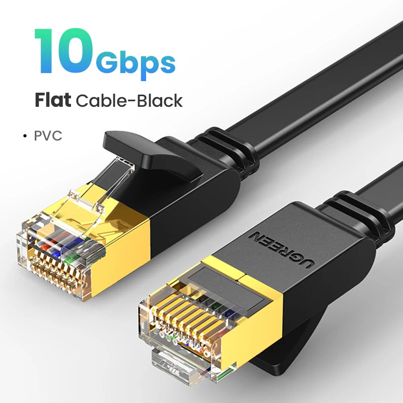 UGREEN Cat 7 Ethernet Cable Flat Cat7 High Speed Flat Gigabit RJ45 LAN Cable 10Gbps Network Cable Patch Code for Router Ethernet