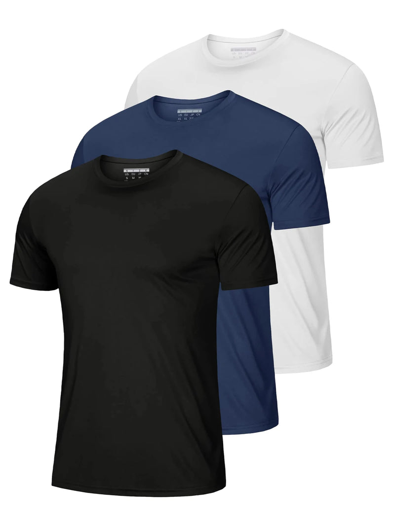 TACVASEN Men's 3 Pack UPF 50+ Sun Protection T-Shirts, Breathable Quick Dry Short Sleeve Tees for Running Hiking