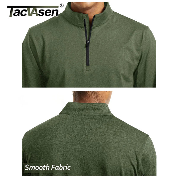 TACVASEN Spring/Fall Thermal Sports Sweater Men's 1/4 Zipper Tops Breathable Gym Running T Shirt Pullover Male Activewear