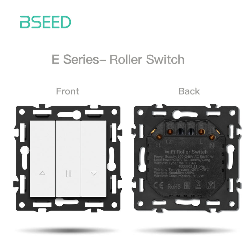 BSEED WIFI Click Switch Module 1/2/3/4Gang Smart Light Switch DIY Part PC Plastic Frame Smart Socket Components Tuya Smart Life