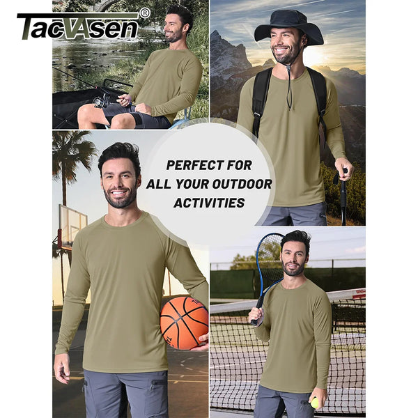TACVASEN UPF 50+ Sun Protection T-shirts Men's Quick Dry Long Sleeve Athlectic T Shirts Performance Sports T-shirts Tee Tops