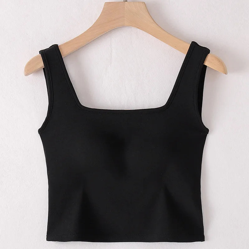 Square Neck Beautiful Back Sling Small Vest Chest Pad Underwear Women's One Piece Pajamas Top Modal Cotton Sleepwear Shirt