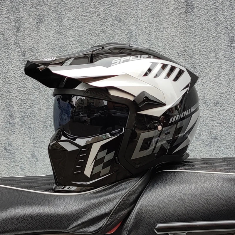 ORZ Street Fighter Motorcycle Helmet Detachable Combination Retro Helmet ECE DOT Certification Full face Cascos para moto