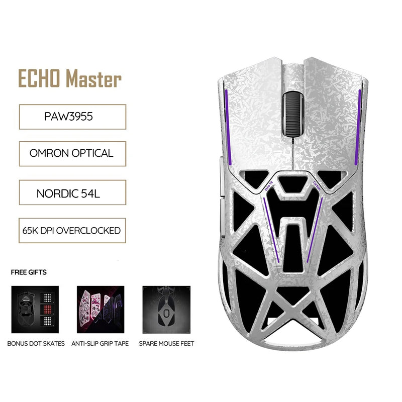 Akko Echo Master Ultra Gaming Wireless Mouse Carbon Fiber PAW3955 PAW3950 8K Polling Rate 65000DPI 55g Lightweight Esports Mouse