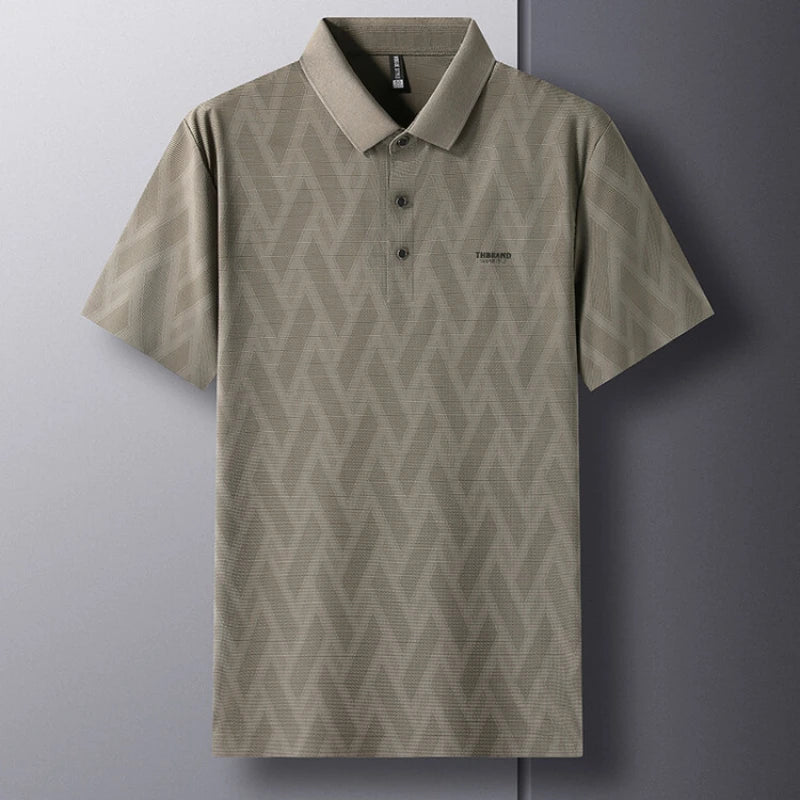 Casual Striped Men's Polo Top, 2024 New Summer Products, Lapel Short Sleeve T-shirt Korean Men's Top Middle-aged Men Clothing