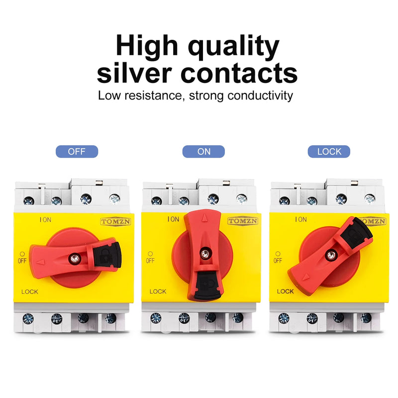 TOMZN 4P PV DC 1200V 32A Din Rail Solar Rotating Handle Isolator Rotary Switch Disconnector For Solar Distribution Box