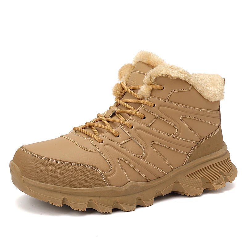 Men's Combat Boots Winter Warm Plush Light Breathable Casual Hiking Walking Cotton Boots Outdoor Jungle Anti-slip Training Boots