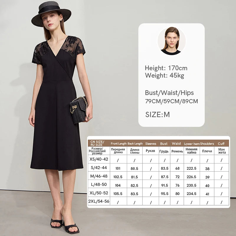 រ៉ូប Amii Minimalist Casual សម្រាប់នារី រដូវក្តៅ ឆ្នាំ២០២៥ ថ្មី សម្រាប់នារីការិយាល័យ ដៃខ្លី ក V ចង្កេះស្ដើង រ៉ូបចរ 12542261