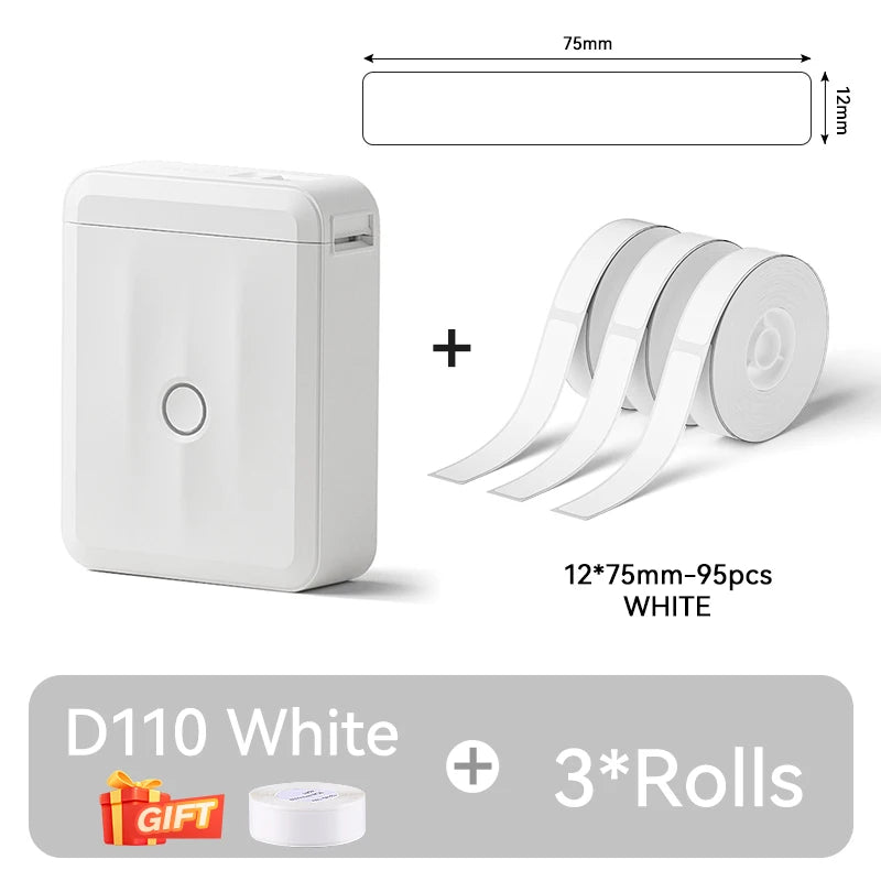 NIIMBOT D110 Thermal Label Printer Mini Portable Self-adhesive Label Maker With Tape for Home Similar to Dymo Labeling Machine