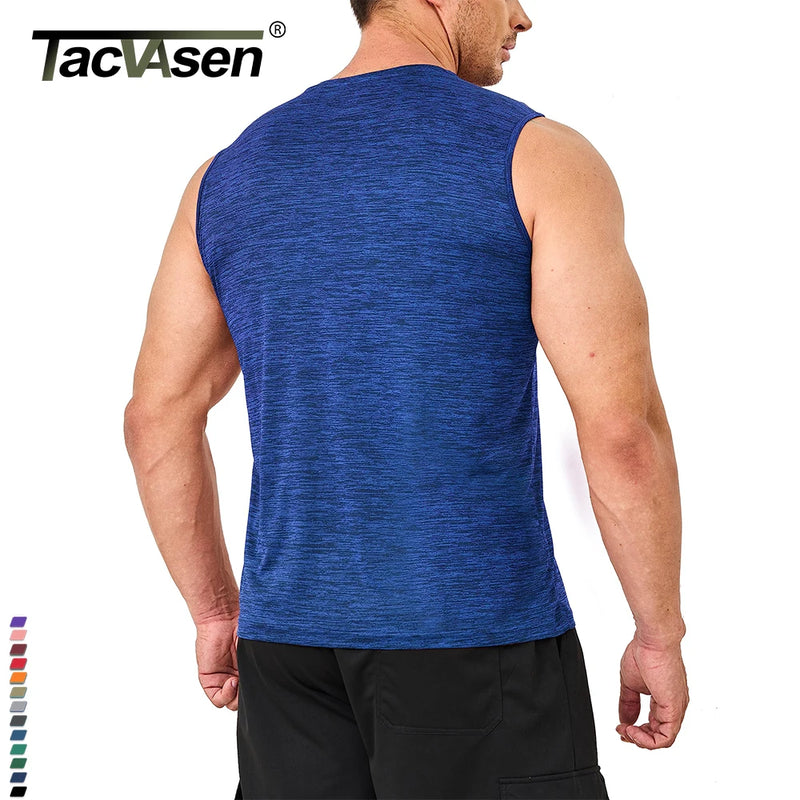 TACVASEN Mens Summer Quick Dry Tank Tops Lightweight Fitness Gym Workout Stretch T-Shirt Soft Comfort Outdoor Running Tee Vest