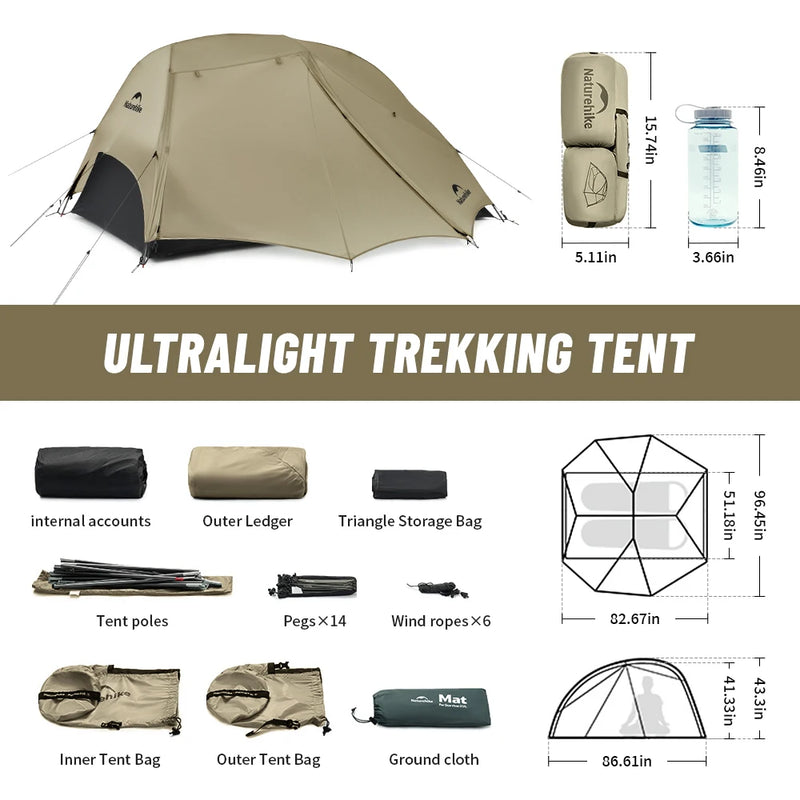 Naturehike Star River UL Tent 2 Persons Ultralight Portable Waterproof Camping Tent 15D Outdoor Hiking Fishing Backpacking Tent