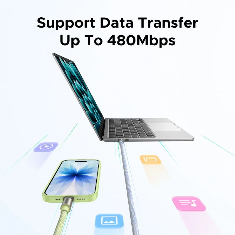 UGREEN PD60W USB-C Lanyard Charging Cable 2-in-1 Type-C Wearable Cable Travel Crossbody for iPhone 17 16 Samsung Xiaomi