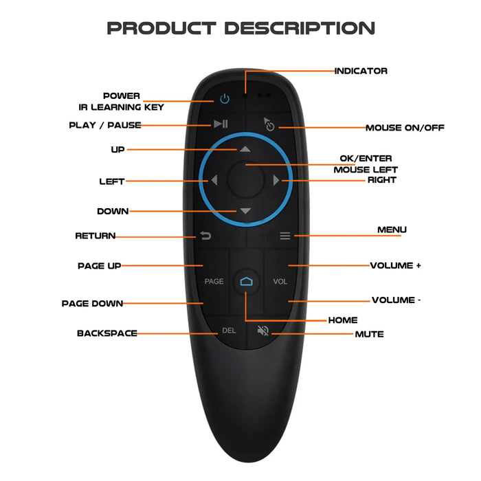 Voice assistant Air Mouse Remote 2.4Ghz Mini Wireless Android TV Control & Learning Microphone for Computer PC Android TV