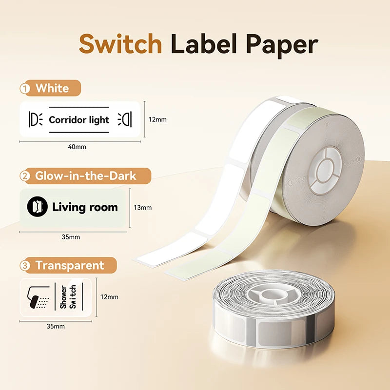 Niimbot Thermal Label Paper 3 Rolls/Set Waterproof Scratch-Resistant Tape Sticker for D110 D11 D101 H1 H1S Smart Label Printer