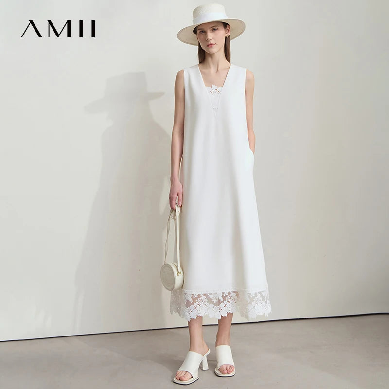 រ៉ូប AMII Minimalist Office Lady Camisole សម្រាប់នារី រដូវក្តៅថ្មី ឆ្នាំ២០២៥ រ៉ូបវែង រលុង ដៃវែង ម៉ូដសម្រាប់នារី 12552041