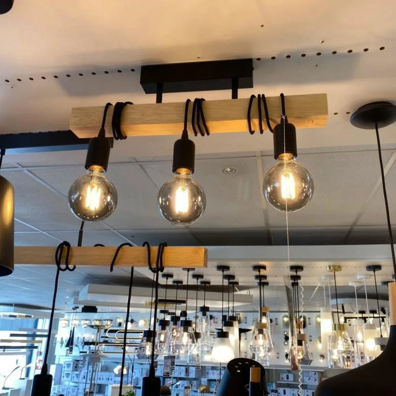 JOYINLED Boho Vintage Retro Pendant Light Wood Winding Ceiling Hanging Lamps for Living Room Dining Room Bedroom Restaurant