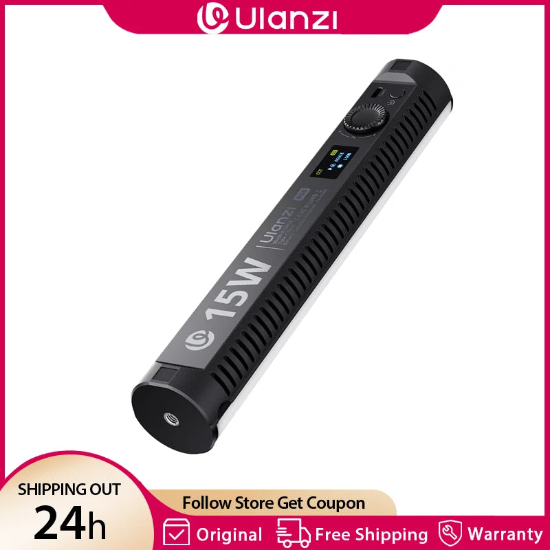 អំពូលភ្លើង Ulanzi B15RGB 15W ម៉ាញេទិក អំពូល LED កាន់ដៃ 1800-9000K CCT 3300mAh សម្រាប់ YouTube Vlog Live Photography Studio