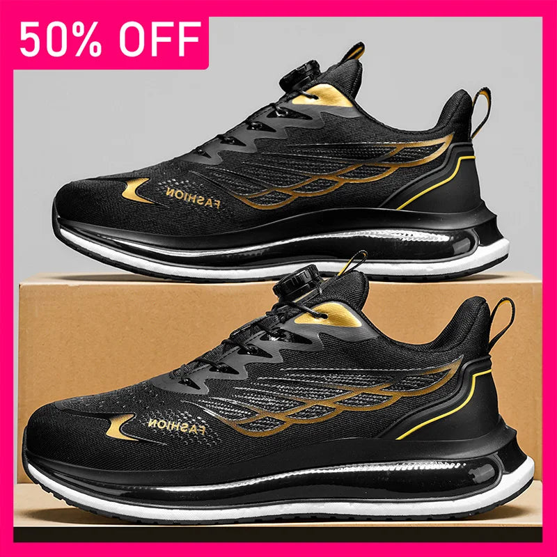 Men Sports Shoes New Rotating Buckle Trendy Mesh Breathable Lightweight Casual Shoes Spring Outdoor Jogging Shoes for Men