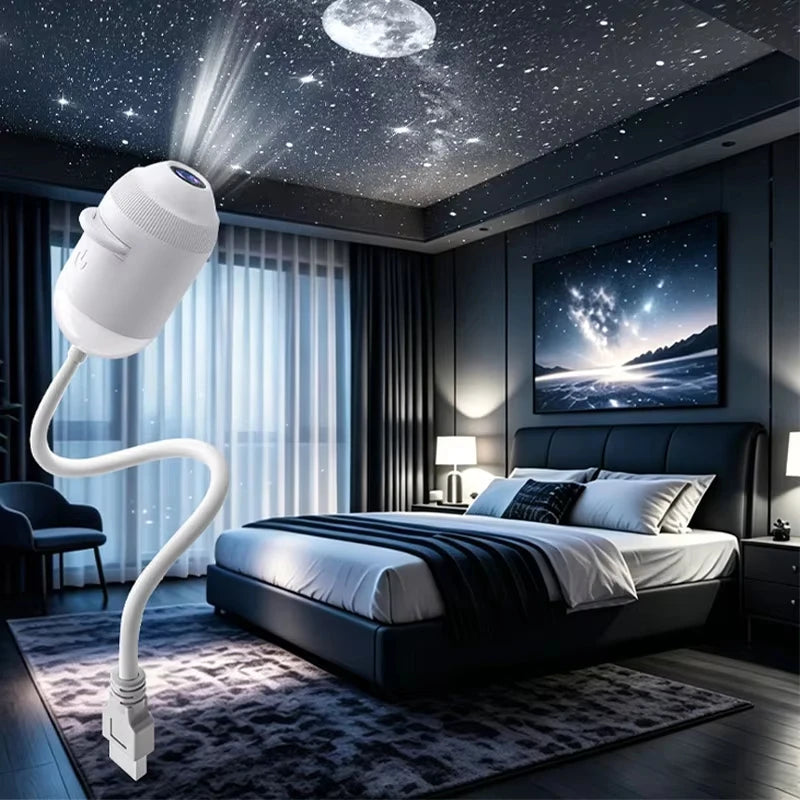 ភ្លើងពេលយប់ Projector USB 4K អាចលៃតម្រូវបាន 360 ដឺក្រេ ពន្លឺថ្ងៃ Galaxy Ocean Aurora សម្រាប់បន្ទប់គេង ភ្លើងពេលយប់បែបរ៉ូមែនទិក អំណោយកុមារ
