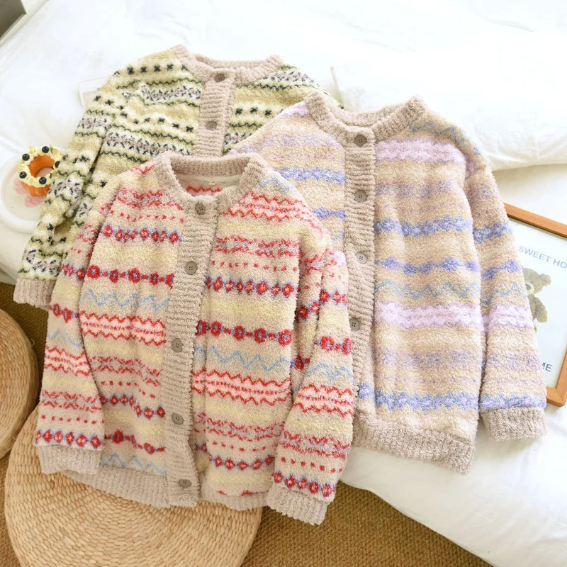 Flannel Thicken Warm Winter Sleepwear for Sleeping Women's Pajamas Home Wear Pyjama New Long Sleeve Pajama Top Print Nightwear
