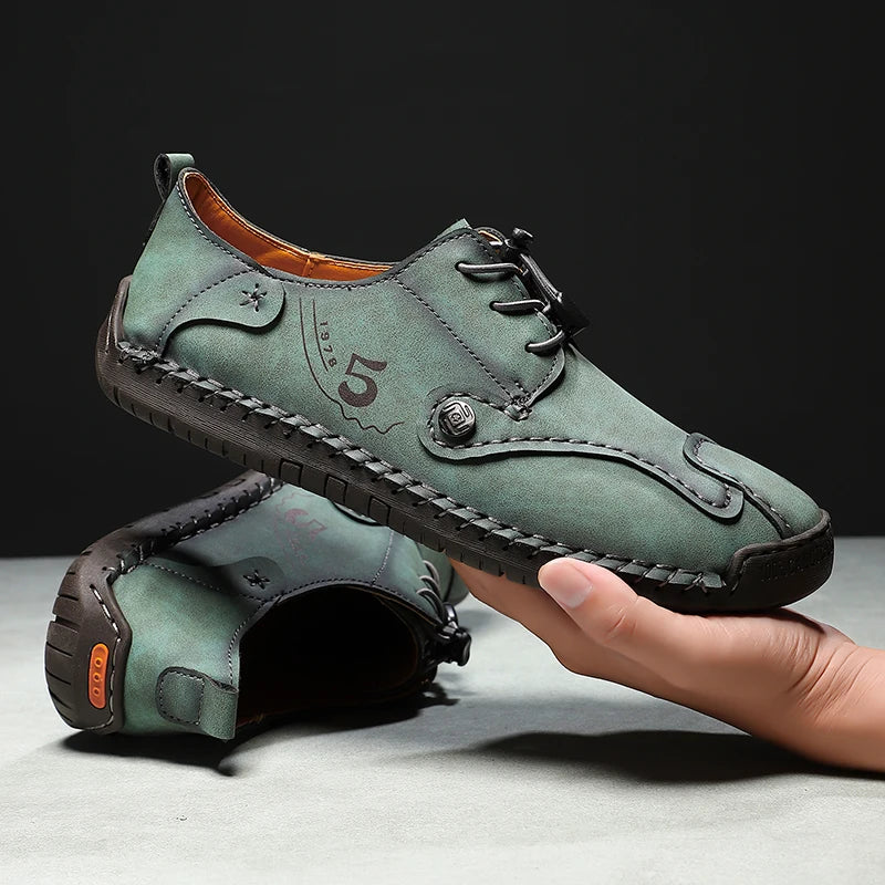 Mens Walking Shoes Large Size 38-48 High-quality Handmade Casual Leather Mens Outdoor Breathe Walking Fashion Flat Sneakers